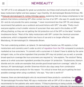 screenshot of article by Dr. Kittridge for New Beauty Magazine.